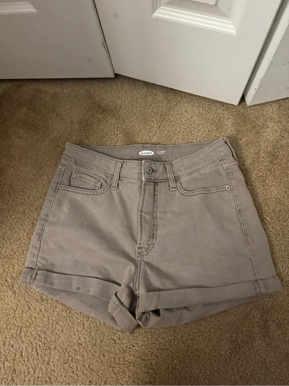 Old Navy Women's Taupe Rolled-Hem High-Rise Jean Shorts